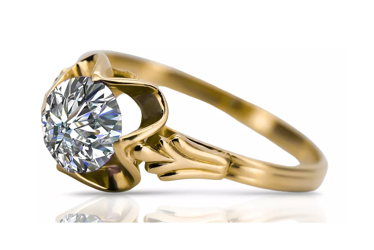 Каблучка Циркон 14K Жовте золото Вінтаж стиль vrc023y